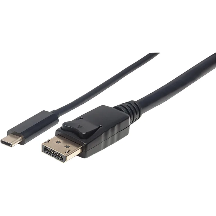 Manhattan USB Typ C auf DisplayPort-Adapterkabel ( Konvertiert das Alternate-Mode-Signal in ein DisplayPort 4K-Ausgangssignal ) 1 m schwarz 152471