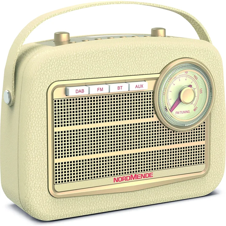 Nordmende Transita 130 Retro Tragbares Radio mit Bluetooth, LCD-Display, beige – Bild 2
