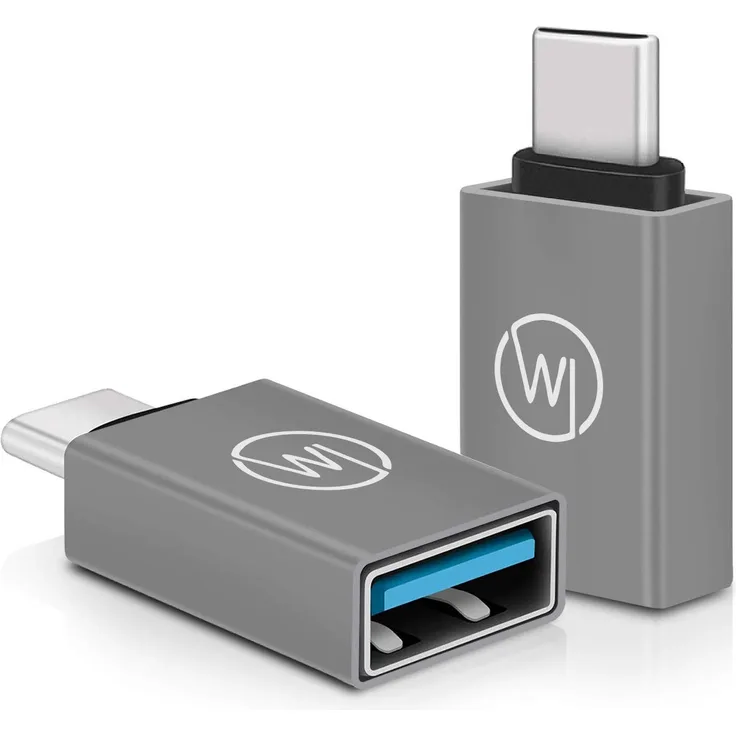Wicked Chili USB C auf USB Adapter Set kompatibel mit Matebook X Pro, XPS 13, Surface Book 2, Spectre Folio, Yoga C930, Swift 7 und Ultraportable Laptops USB C Superspeed+ Adapter (5GBits) platingrau