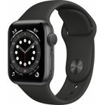 Apple Watch Series 6 Smartwatch GPS, 40mm, Aluminiumgehäuse Space Grau, Sportarmband Schwarz