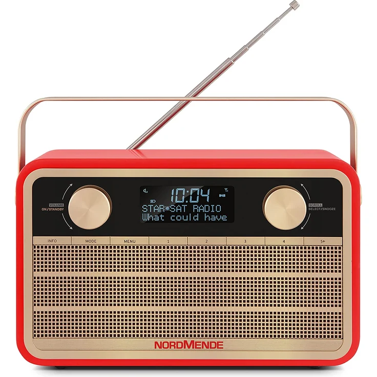 Nordmende Transita 120 Retro Tragbares Radio, LCD-Display, rot – Bild 5
