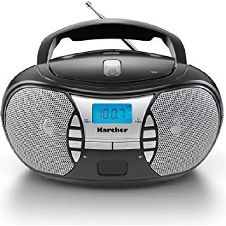 Karcher RR 5025-B tragbares CD Radio (CD-Player, UKW Radio, Batterie-Netzbetrieb, AUX-In) schwarz – Bild 1