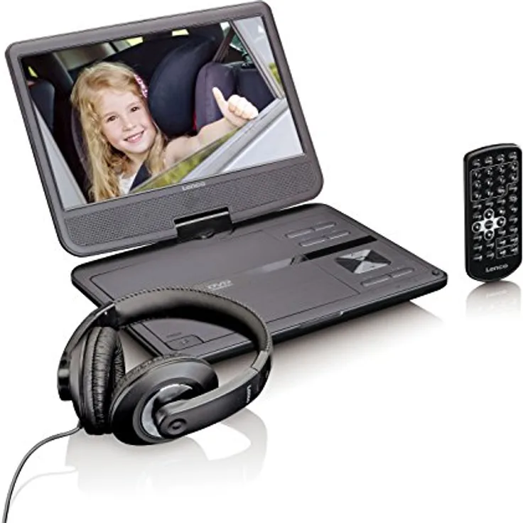 Lenco tragbarer DVD-Player DVP-1010 25,5 cm (10 Zoll) mit hoher Auflösung (1.024 x 600) integriertem Akku