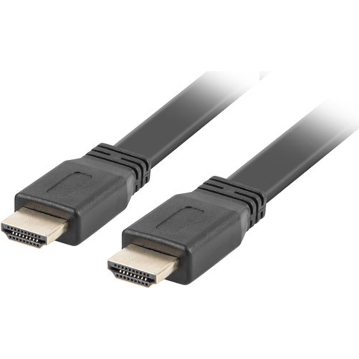LANBERG HDMI-Kabel, CA-HDMI-21CU-0010-BK, männlich-weiblich, goldfarben, flaches Kabel, Auflösung bis 3840 x 2160