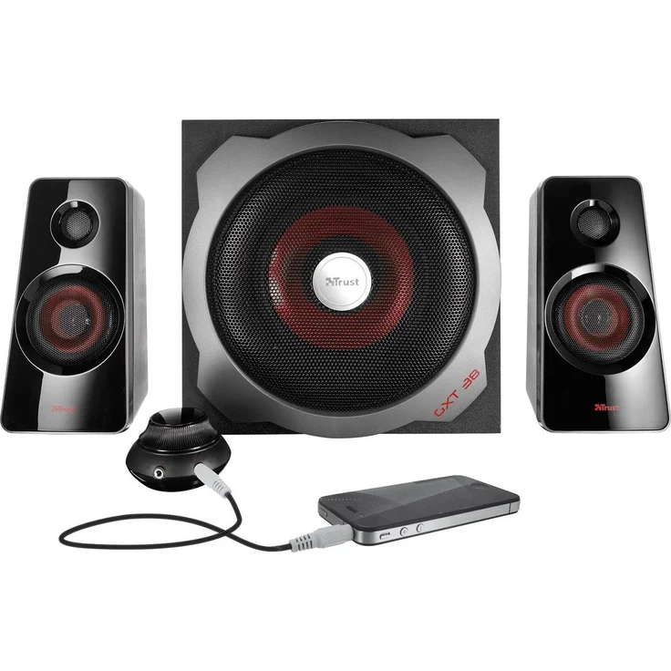 Trust GXT 38 2.1 Gaming Lautsprechersystem mit Subwoofer (für Smartphone-PC- Tablet, 120 Watt) – Bild 3