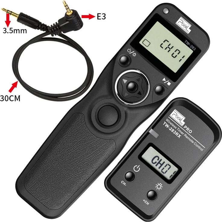 PIXEL TW-283E3 LCD Kabellos Timer-Fernauslöser für Canon SLR-Digitalkamera EOS 1300D, 1200D, 1100D, 1000D, 760D