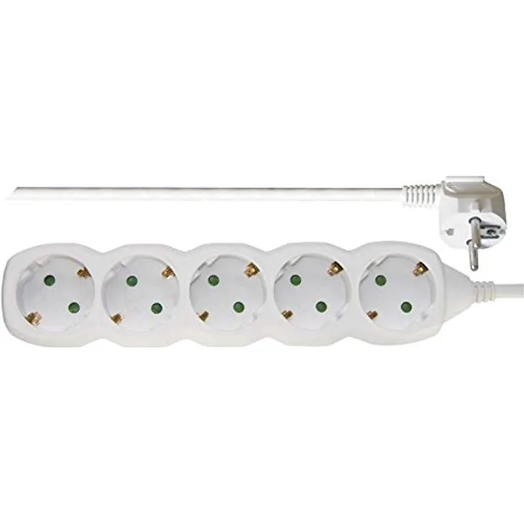 EMOS P0525 R Steckdosenleiste 5 m Kabel, weiß, 1,5 mm, 5-Fach Schuko Mehrfachsteckdose