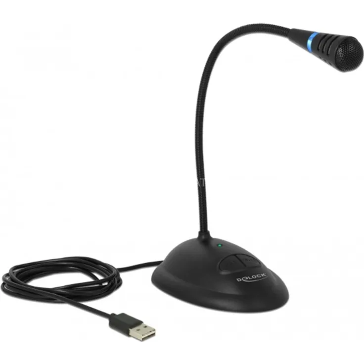 DELOCK USB-Mikrofon mit Standfuß & Mute-On&Off-Taste 1.7m