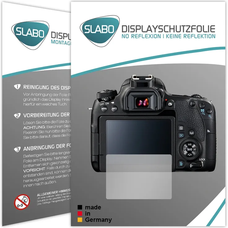 Slabo 2x Displayschutzfolie für Canon EOS 77D MATT No Reflexion