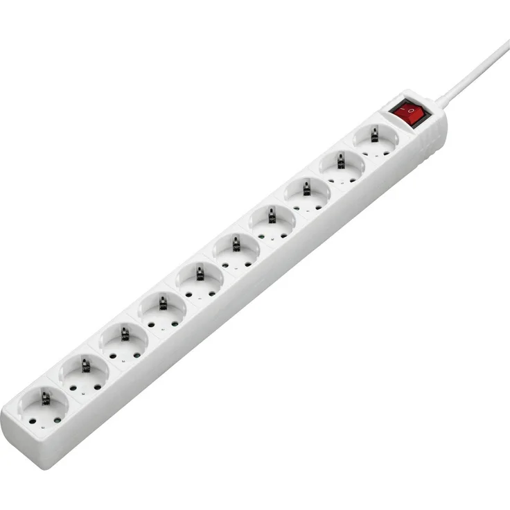 Hama 10-fach Steckdosenleiste mit Schalter (3m Kabellänge, max. 3500W, Kindersicherung) Mehrfachsteckdose XXL Steckerleiste weiß