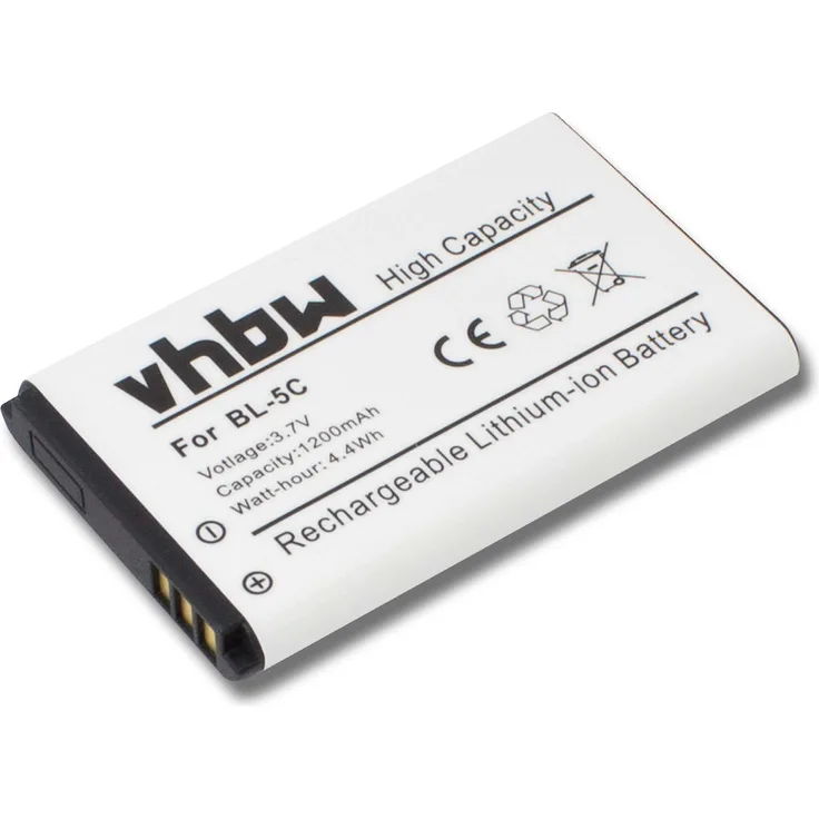 VHBW Li-Ion Akku 1200mAh (3.7V) passend für Telefon Handy Smartphone Cat B30, Manta: MS1701, MS2401, MS2402, TEL1708, TEL1711, TEL1713, TEL1800