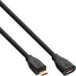 InLine 32750P Micro-USB Verlängerung, USB 2.0 Micro-B Stecker auf Buchse, schwarz, vergoldete Kontakte, 5m