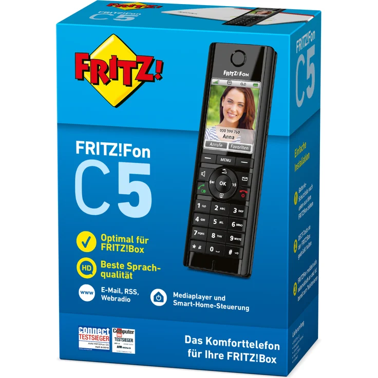 AVM FRITZ!Fon C5 DECT-Komforttelefon (hochwertiges Farbdisplay, HD-Telefonie, Internet-Komfortdienste, Steuerung FRITZ!Box-Funktionen), VoIP-Telefon, schwarz – Bild 10