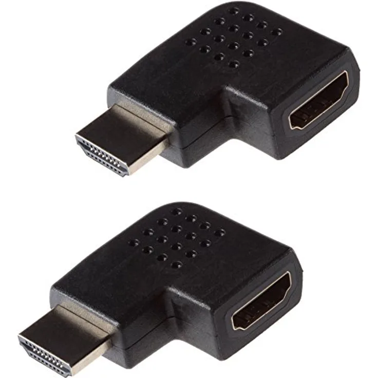 Poppstar 2x HDMI Winkelstecker 270 Grad horizontal (TV Winkeladapter Eck, Stecker auf Buchse, 4k UHD 2160p), Winkel Adapter für Verlängerung Kabel, vergoldete Kontakte