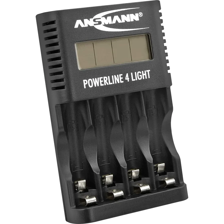 ANSMANN Akku-Ladegerät für 4x AA & AAA NiMH Akkus - Batterieladegerät mit Einzelschachtüberwachung, automatische Abschaltung, Erhaltungsladung, LCD-Display & USB Lader - Powerline 4 Light – Bild 1