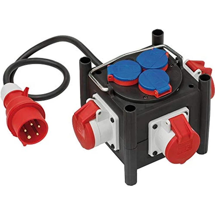 Brennenstuhl Kompakter Gummi-Stromverteiler - Gummiverteiler (1m Kabel, 3x E 400V-16A, 3x 230V-16A, Baustelleneinsatz und ständigen Einsatz im Freien, Made in Germany) – Bild 1
