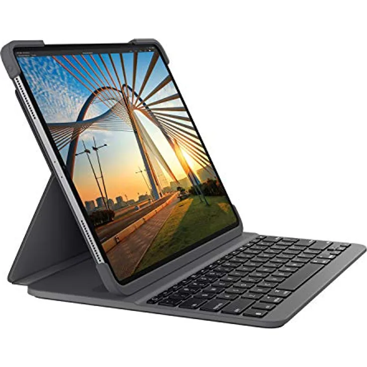 Logitech Slim Folio Pro iPad Hülle mit Kabelloser Bluetooth Tastatur, Für iPad Pro 11'' 1. Generation (A2228, A2068, A2230, A2231), 14 iOS-Sondertasten, Magnetverschluss - Deutsches QWERTZ Layout - Preisvergleich