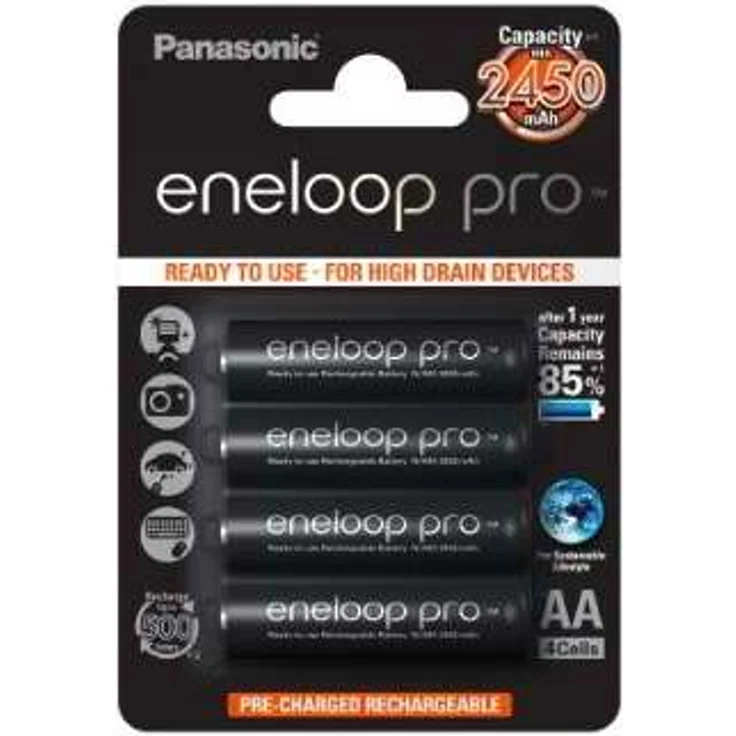 Panasonic eneloop pro, Ready-to-Use Ni-MH Akku, AA Mignon, 4er Pack, min. 2500 mAh, 500 Ladezyklen, mit extrastarker Leistung und geringer Selbstentladung, wiederaufladbare Akku Batterie – Bild 1
