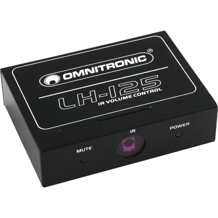 Omnitronic LH-125 IR-Lautstärkeregler | Stereo-Lautstärkeregler mit IR-Fernbedienung | Geeignet z. B. für CD-Player, Aktivboxen oder Verstärker | IR-Fernbedienung im Scheckkartenformat