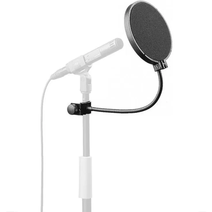 Sennheiser MZP 40 Poppschutz, Nahbesprechungsschutz mit Schwanenhals-Stativbefestigung, 13 cm