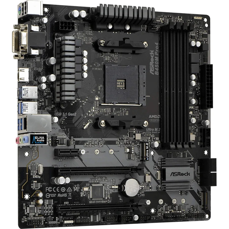 Asrock B450M Pro4 - micro ATX, AMD B450, Sockel AM4, Dual-channel DDR4 (90-MXB8F0-A0UAYZ) – Bild 4