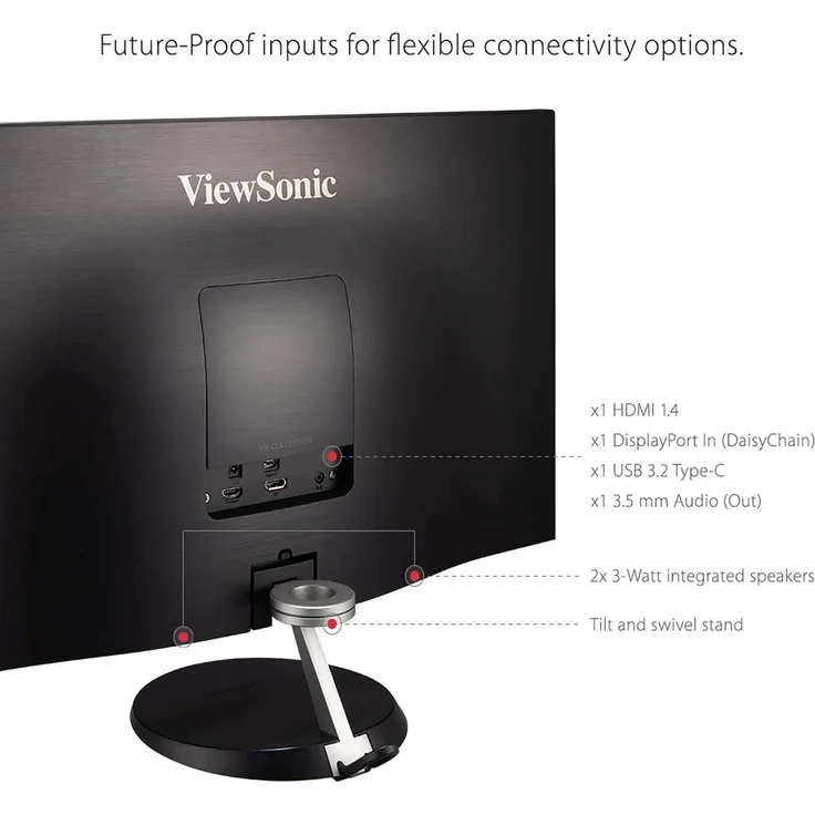 Viewsonic VX2785-2K-MHDU (27 Zoll) Design Monitor (WQHD, IPS-Panel, FreeSync, HDMI, USB-C 3.2 inkl. Ladefunktion, Lautsprecher) Schwarz – Bild 3