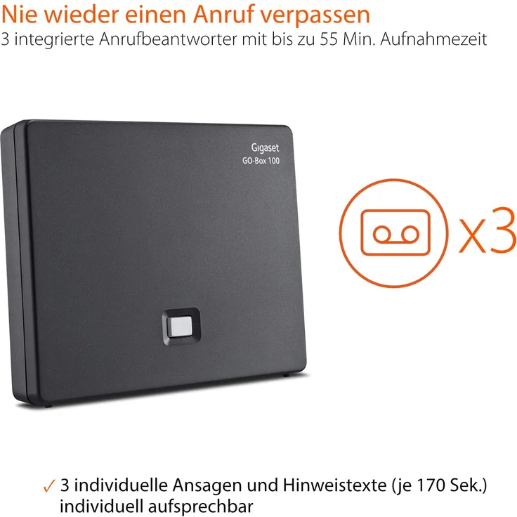 Gigaset GO-Box 100 DECT Basisstation, Verbindung analog über TAE-Anschluss oder per LAN-Kabel an Ihrem Router, kompatibel mit 6 Gigaset Mobilteilen, schwarz – Bild 4