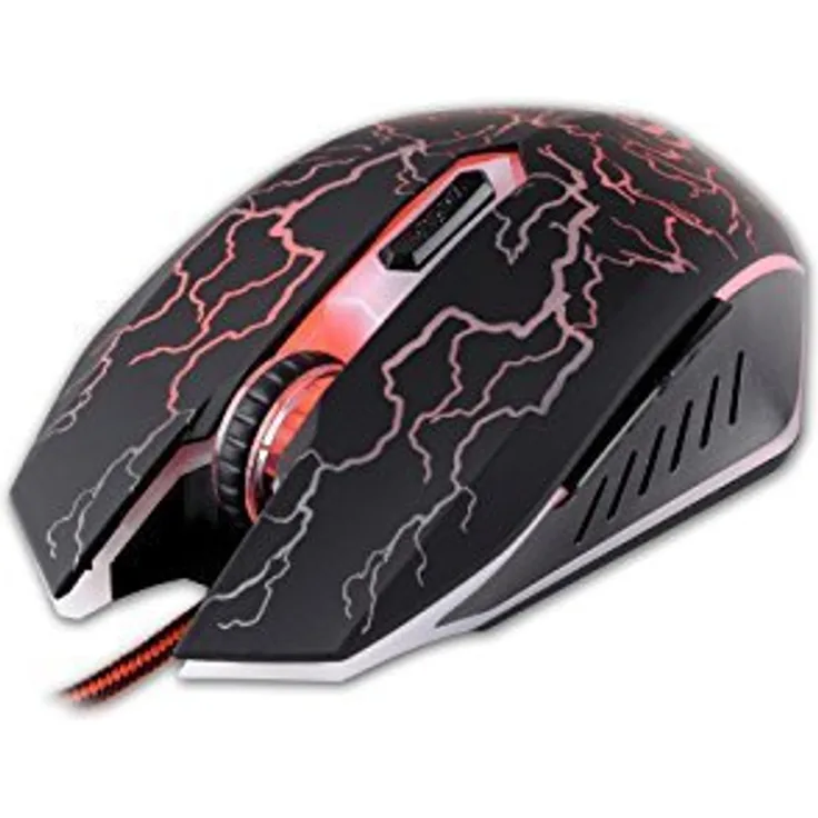 Optische PC Gaming Maus Diablo 2400 DPI 6 Tasten mit Kabel Ergonomisch LED Beleuchtet Einstellbare DPI Breite Tasten für Laptop, Computer