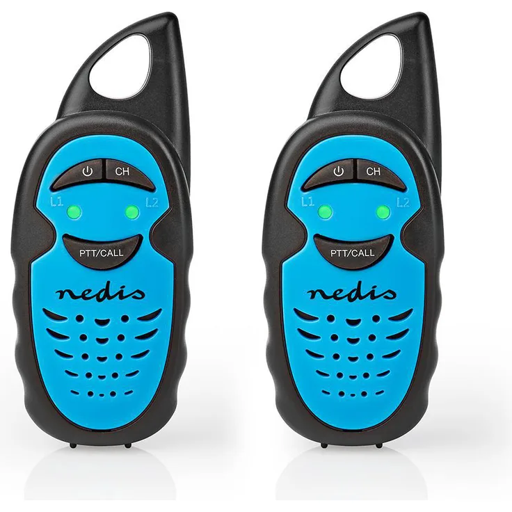 Nedis Walkie-Talkie, Reichweite 3 km, 3 Kanäle, Sprechtaste, 2 Stück, Blau-Schwarz