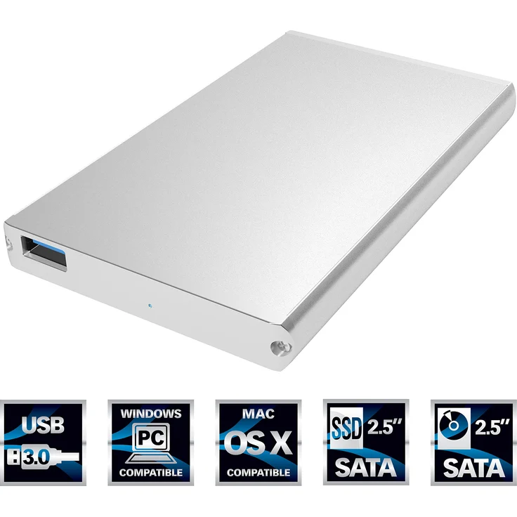 Sabrent Festplatten - Zubehör Gehäuse Ultra Slim USB 3.0 2,5 Zoll SATA Externe Aluminium Festplattengehäuse [Silber mit Alu-Finish] (EC-UM30) – Bild 1