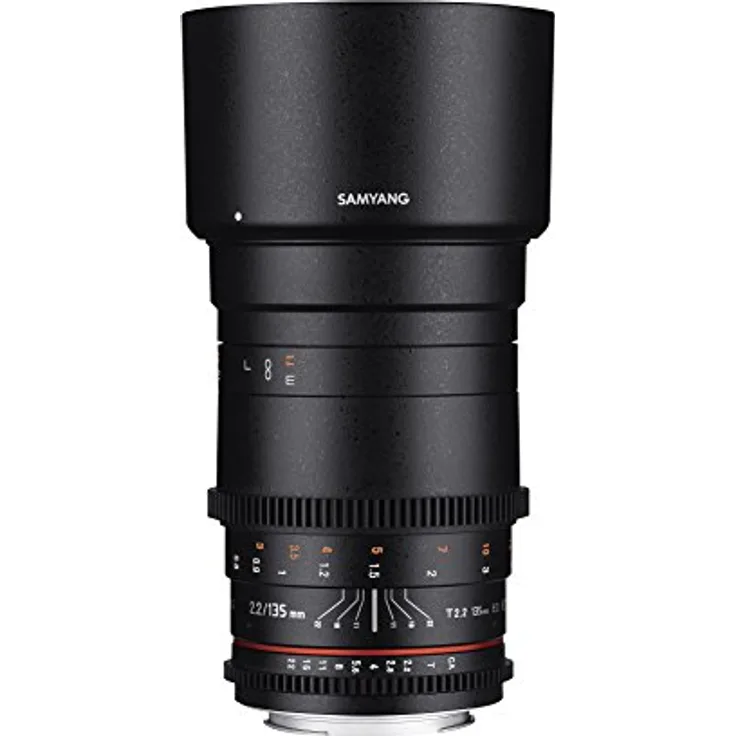 Samyang 135-2,2 Objektiv Video DSLR Sony E manueller Fokus Videoobjektiv 0,8 Zahnkranz Gear, Spiegelobjektiv Teleobjektiv schwarz