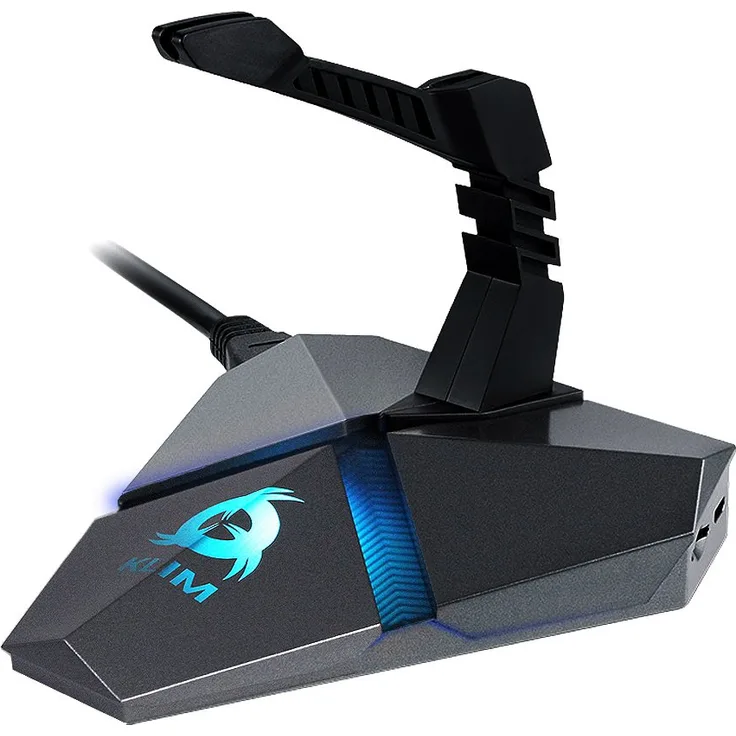KLIM Bungee für die PC-Maus - 3x USB 3.0 Hub - multifunktional - qualitativ hochwertiges Material - von hinten beleuchtet - Kabel Organizer [ Neue Version ]