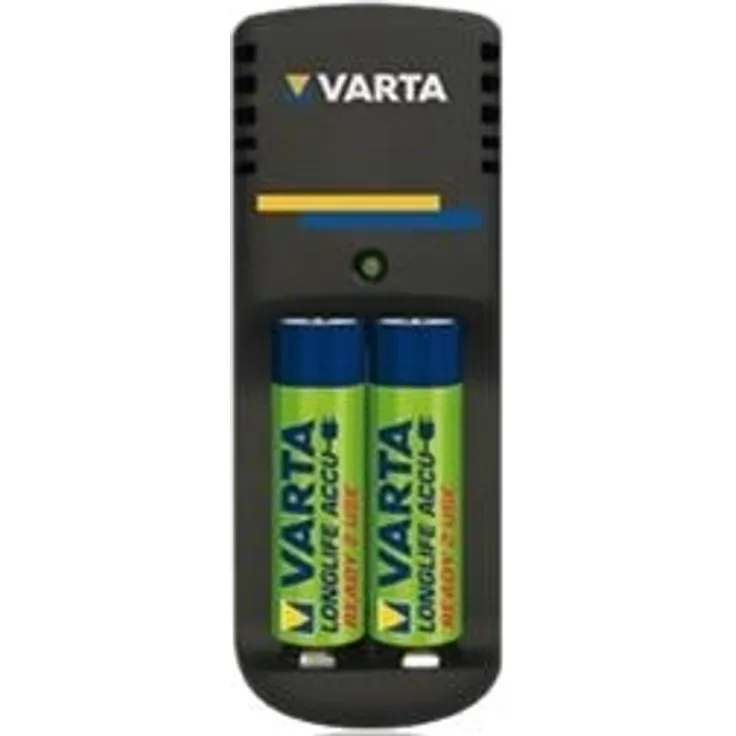 Varta Mini Charger Ladegerät für 2 AA-AAA Akkus (inkl. 2x AA Akkus, 2100 mAh)