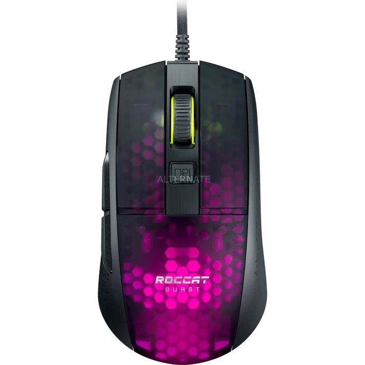Roccat Burst Pro - Extrem leichte Optical Pro Gaming Maus (hohe Präzision, Optischer Owl-Eye Sensor (100 bis 16.000 Dpi), RGB AIMO LED Beleuchtung, 68g leicht, Designt in Deutschland), schwarz – Bild 1