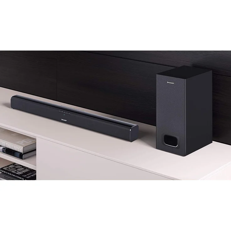 Sharp HT-SBW110 2.1 Slim 2.1 Soundbar mit Subwoofer, kabellos/kabelgebunden, geeignet für TV, schwarz – Bild 6
