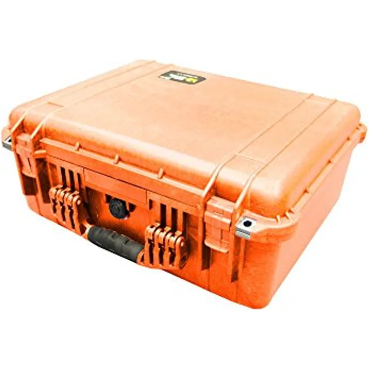 PELI 1550 Wasserfester Peli Case Schutzkoffer, IP67 Wasser- und Staubdicht, 33L Volumen, Hergestellt in Deutschland, Ohne Schaum, Orange
