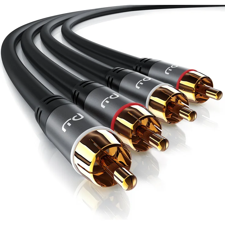 CSL - Stereo Cinch Audio Kabel - 1,5m Meter - 2X Cinch zu 2X Cinch Audiokabel - AUX Eingänge - Metall-Stecker vergoldet Kabel doppelt geschirmt