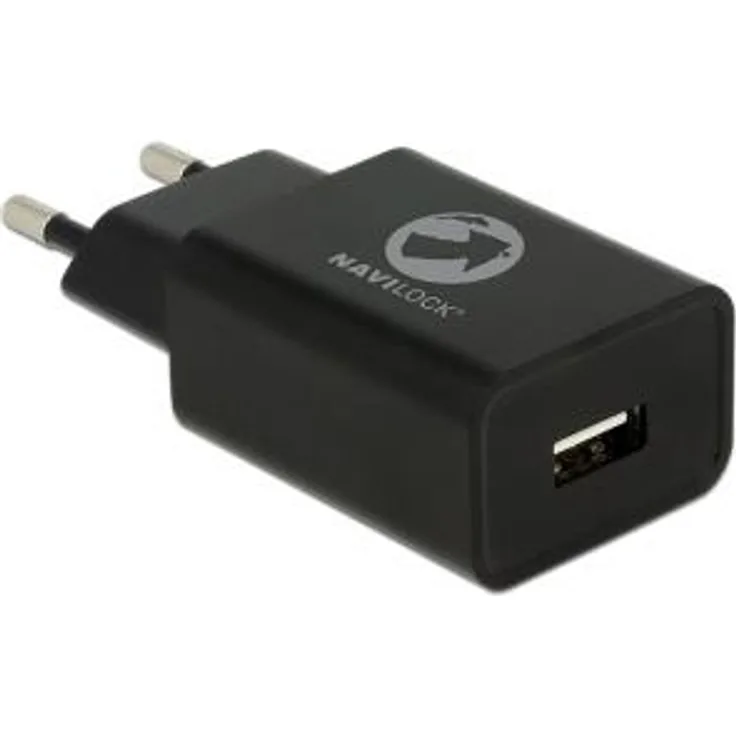 Navilock - Netzteil - 12 Watt - 2,4 A (USB (nur Strom)) - auf Kabel: Micro-USB - Schwarz (62847)
