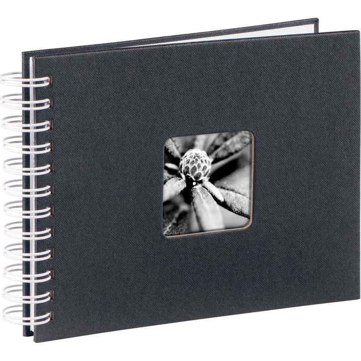 Hama Fotoalbum, 24 x 17 cm, 50 weiße Seiten, 25 Blatt, mit Ausschnitt für Bildeinschub, Fotobuch schwarz - Preisvergleich – Bild 1