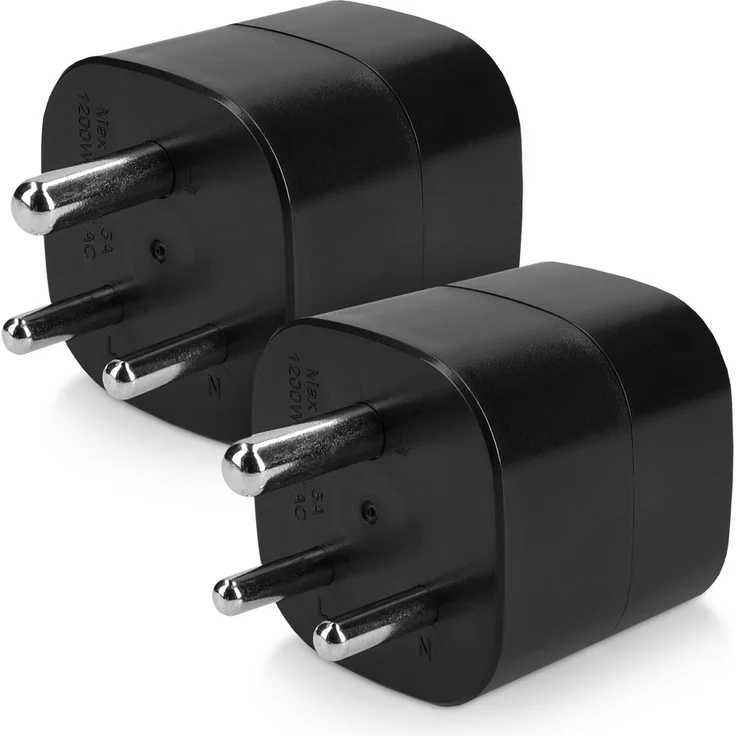 Kwmobile 2x Reiseadapter Indien - Schuko - Schwarz