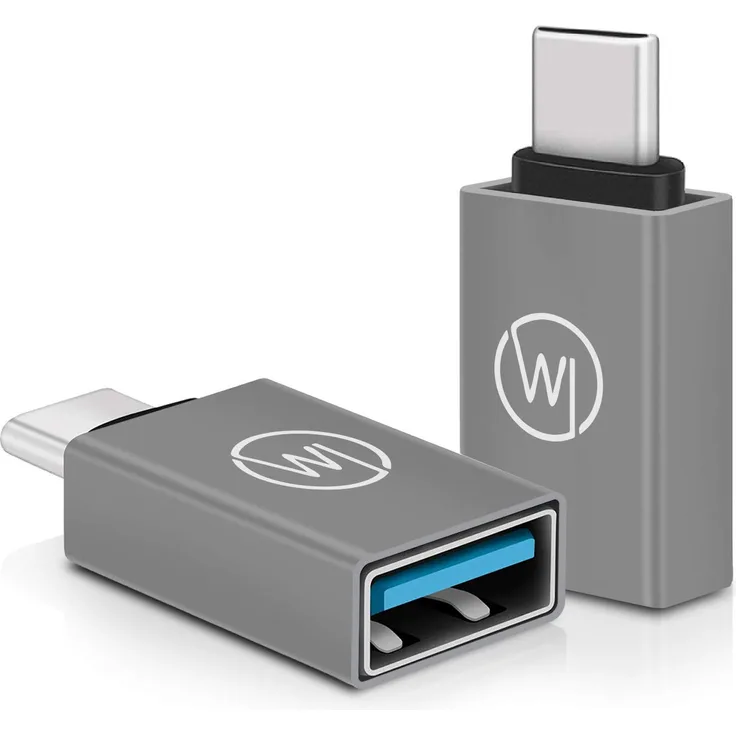Wicked Chili OTG USB-C Adapter (2 Stück) geeignet für USB Typ C iPad Pro - Air, MacBook Pro - Air, 2021 - 2020 - 2019 - 2018, Samsung Galaxy, Note, Surface Book Laptop, Thunderbolt 3 auf USB-A 3.0
