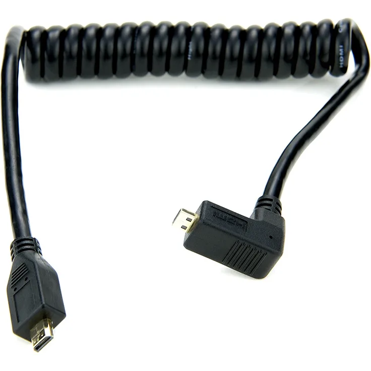 Atomos ATOMCAB005 Rechtwinkel HDMI Spiralkabel (Micro HDMI auf Micro HDMI)
