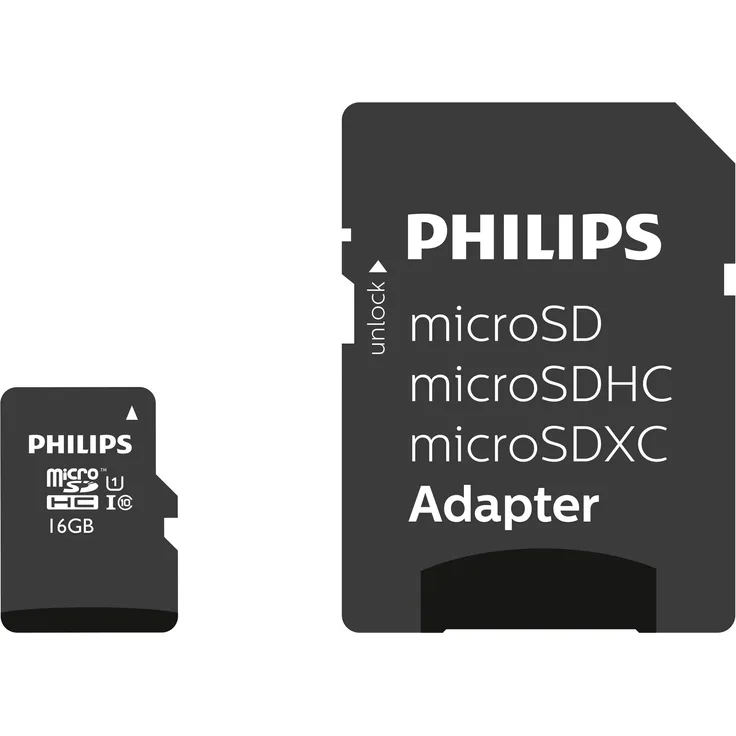 Philips FM16MP45B-10 Klasse 10 Micro SD 16GB Speicherkarte mit Adapter