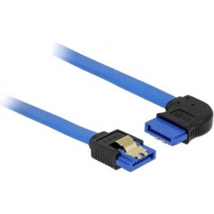 DeLOCK - SATA-Kabel - Serial ATA 150/300/600 - SATA (R) gerade bis SATA (R) rechtwinklig - 20cm - eingerastet - Blau (84989)