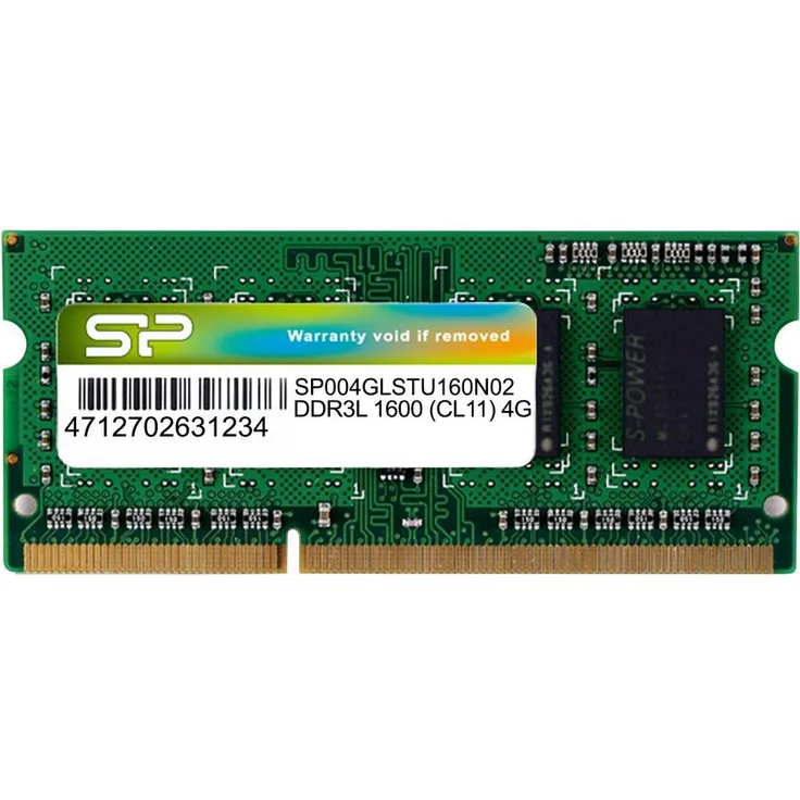 Silicon Power SP004GLSTU160N02 4GB DDR3L 1600MHz Speichermodul - Speichermodule (4 GB, 1 x 4 GB, DDR3L, 1600 MHz, 204-pin SO-DIMM, Grün)