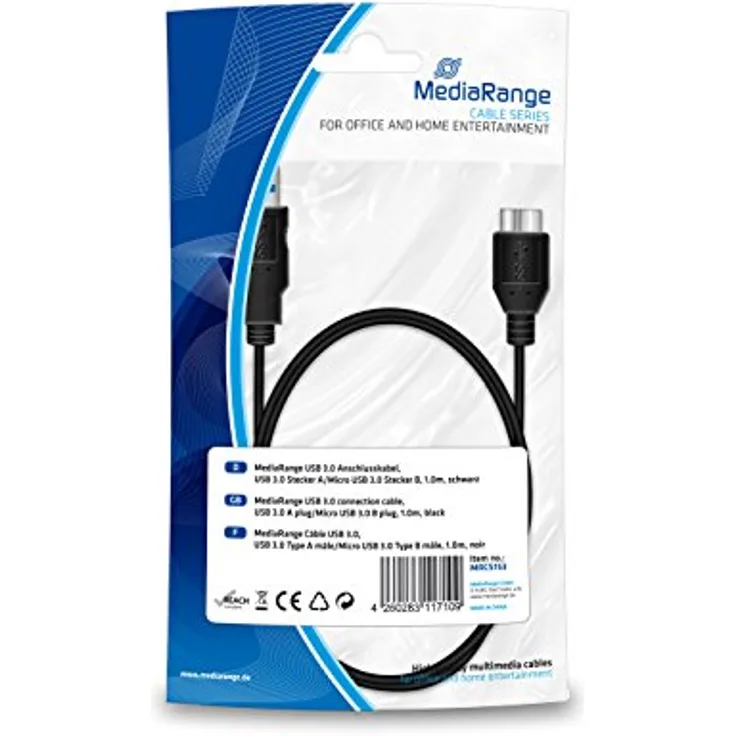 MediaRange MRCS153 Edv-Zubehöre USB-Kabel Micro 3.0 schwarz (MRCS153)