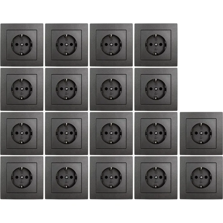 Schutzkontakt-Steckdose McPower Flair Einsteckschutz 18er-Pack inkl. Rahmen
