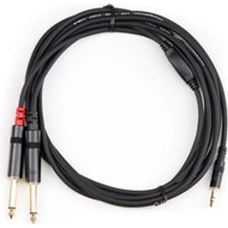 Cordial CFY 6 VCC Y-Adapterkabel, 3,5 mm Stereo Jack auf 2 x 6,3 mm Mono Jack, vergoldete Kontakte, 6 m