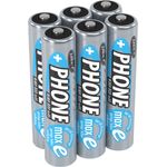 Ansmann 5035332-590-1 3x 2er Blister NiMH-Akku 800mAh Micro AAA / HR03 / 1.2V Sehr geringe Selbstentladung durch maxE Technologie DECT silber/blau