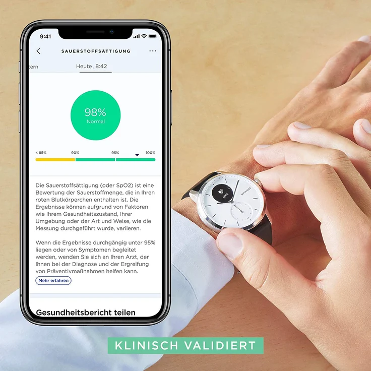 Withings ScanWatch Hybrid-Smartwatch GPS Unisex, 42mm, Schwarz – Bild 4